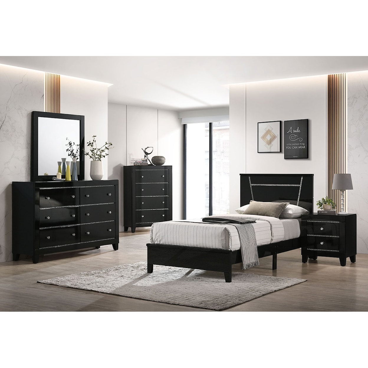 Furniture of America - FOA Magdeburg 4 Pc. Twin Bedroom Set