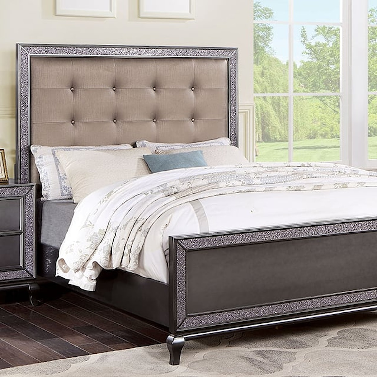 Furniture of America Onyxa Queen Upholstered Bed