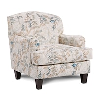 Transitional Floral Accent Chair with Welt-Cord Trim