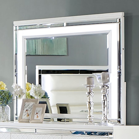 Mirror with LED Lighting, White