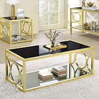 Contemporary Coffee Table with Gold Metal Finish
