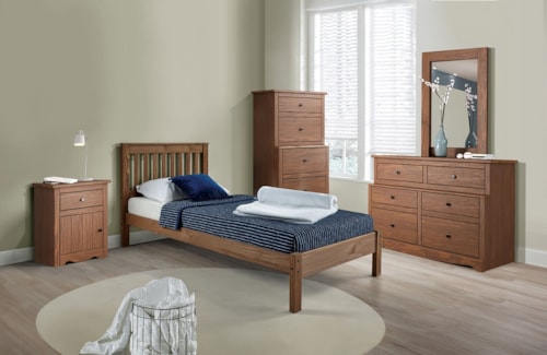 Rustic 4-Piece Twin Bedroom Set with Plank Style Headboard
