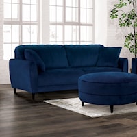 Mid-Century Modern Sofa with Pillows - Navy