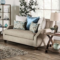 Transitional Loveseat with Low Profile Track Arms