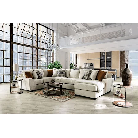 Transitional Sectional Sofa with Right Side Chaise