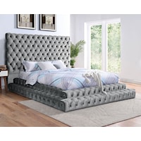 Glam King Low-Profile Bed with Deep Button Tufting