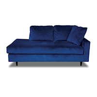 Mid-Century Modern Chaise with Pillow - Navy