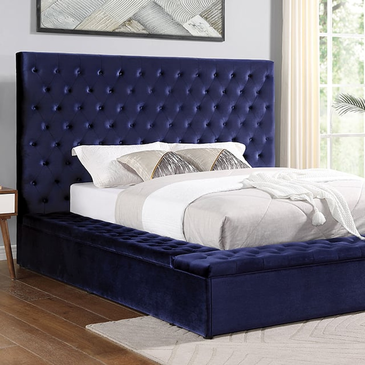 Furniture of America Golati Upholstered King Platform Bed