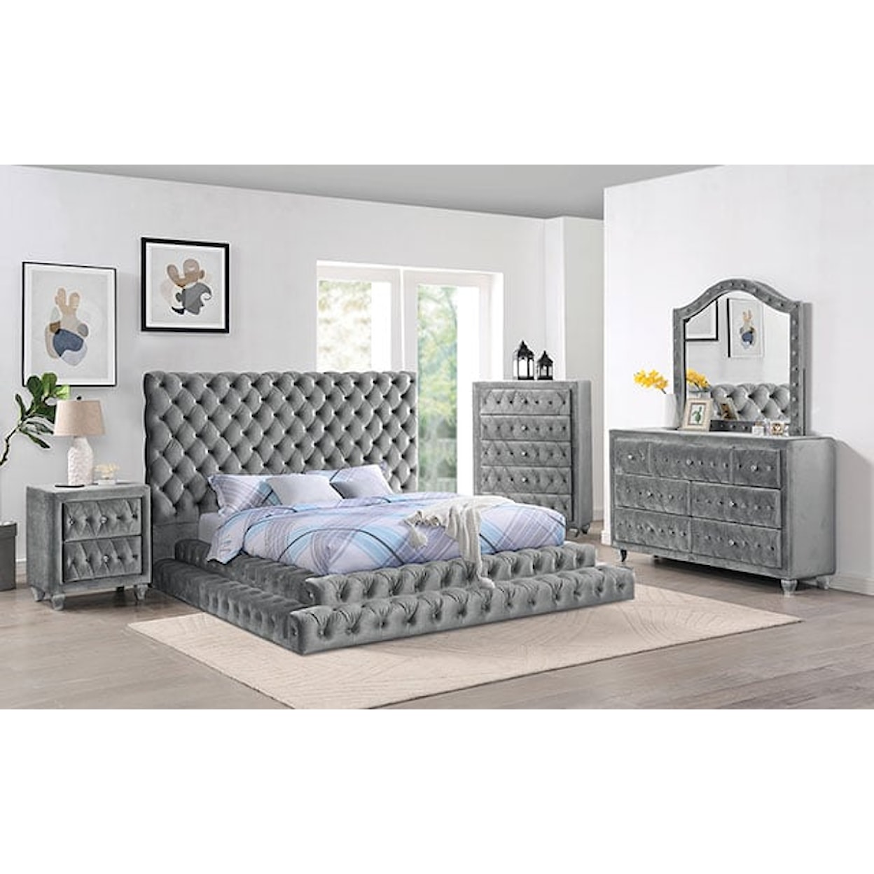 Furniture of America - FOA Stefania King Low-Profile Bed