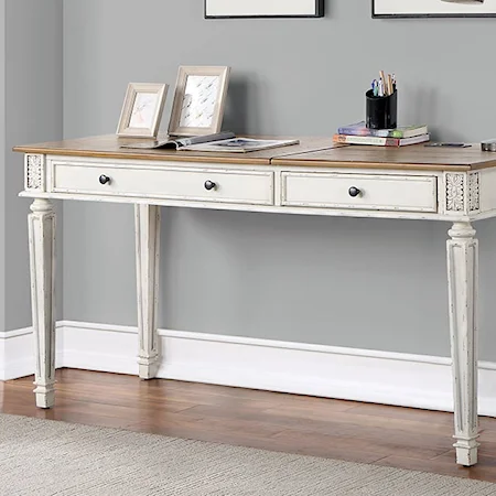 Transitional Lift-Top Two-Drawer Desk with USB Port
