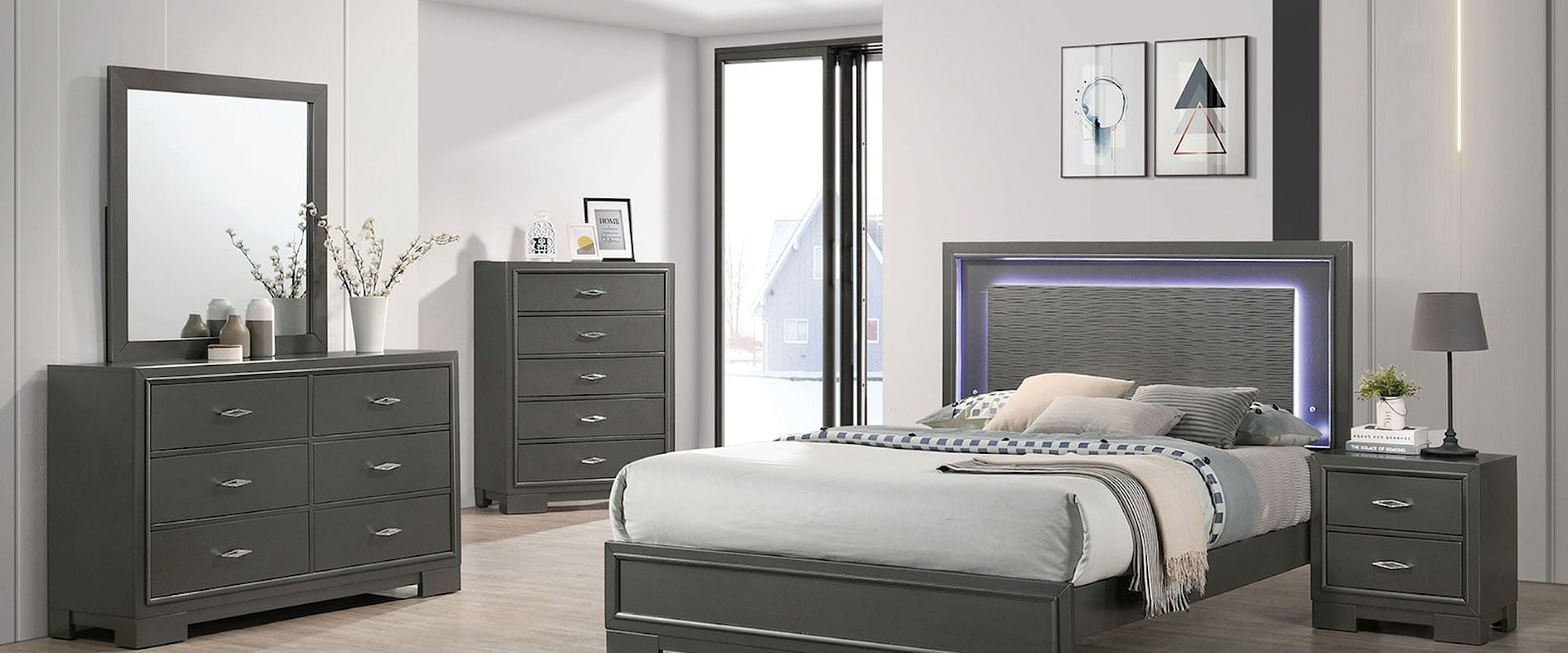 Contemporary 5-Piece Queen Bedroom Set with 2 Nightstands