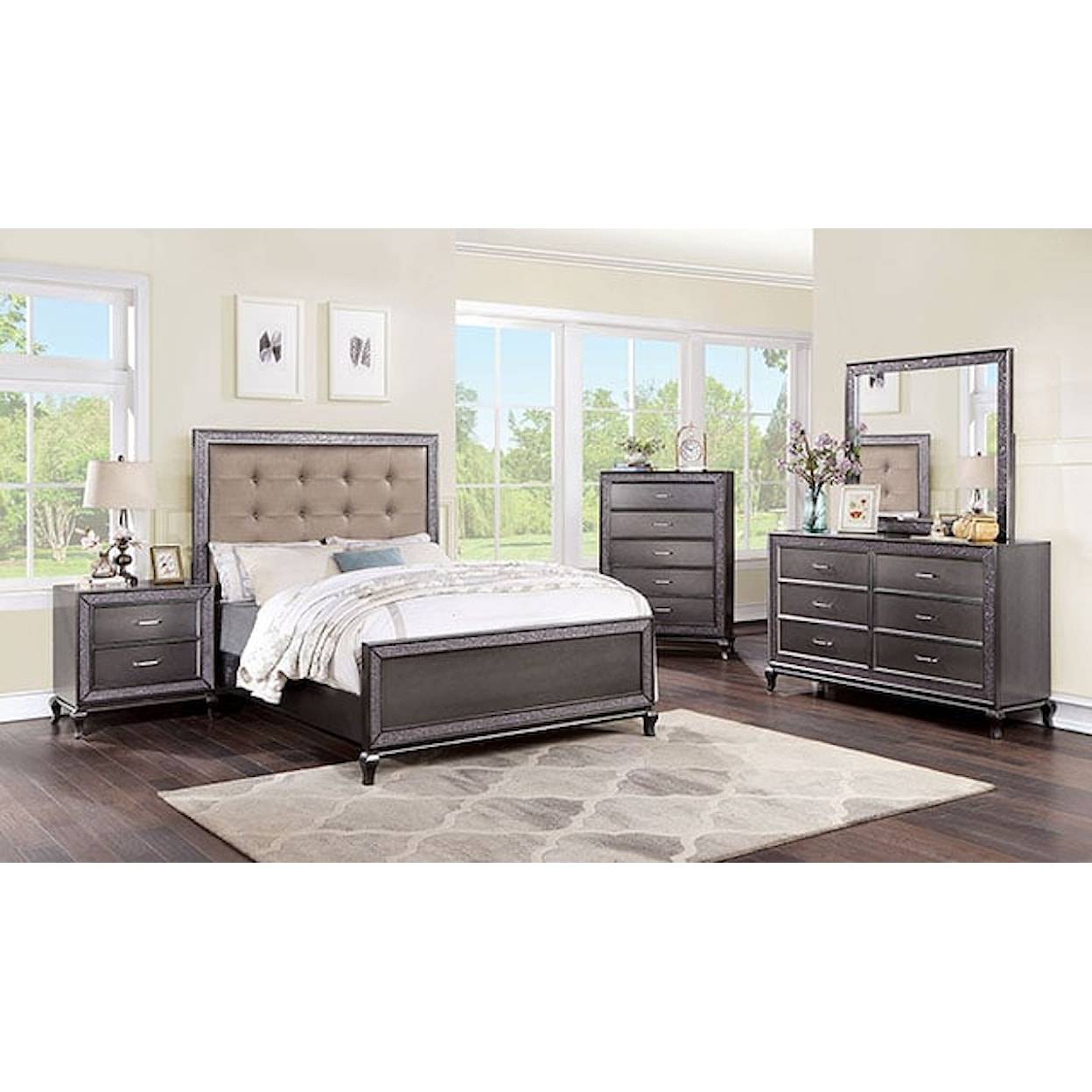 Furniture of America Onyxa 5-Piece King Bedroom Set