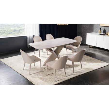 Dining Table with X-Pedestal Base