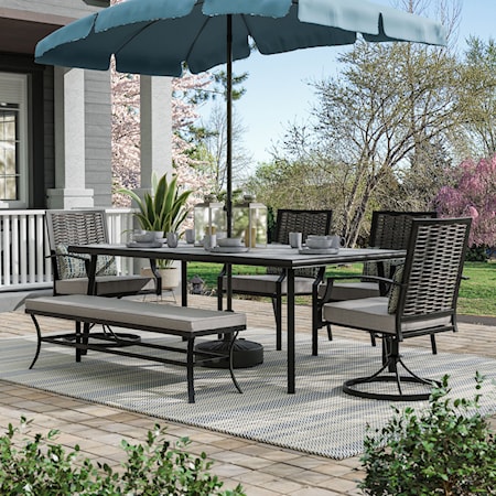 6-Piece Patio Dining Set with Bench