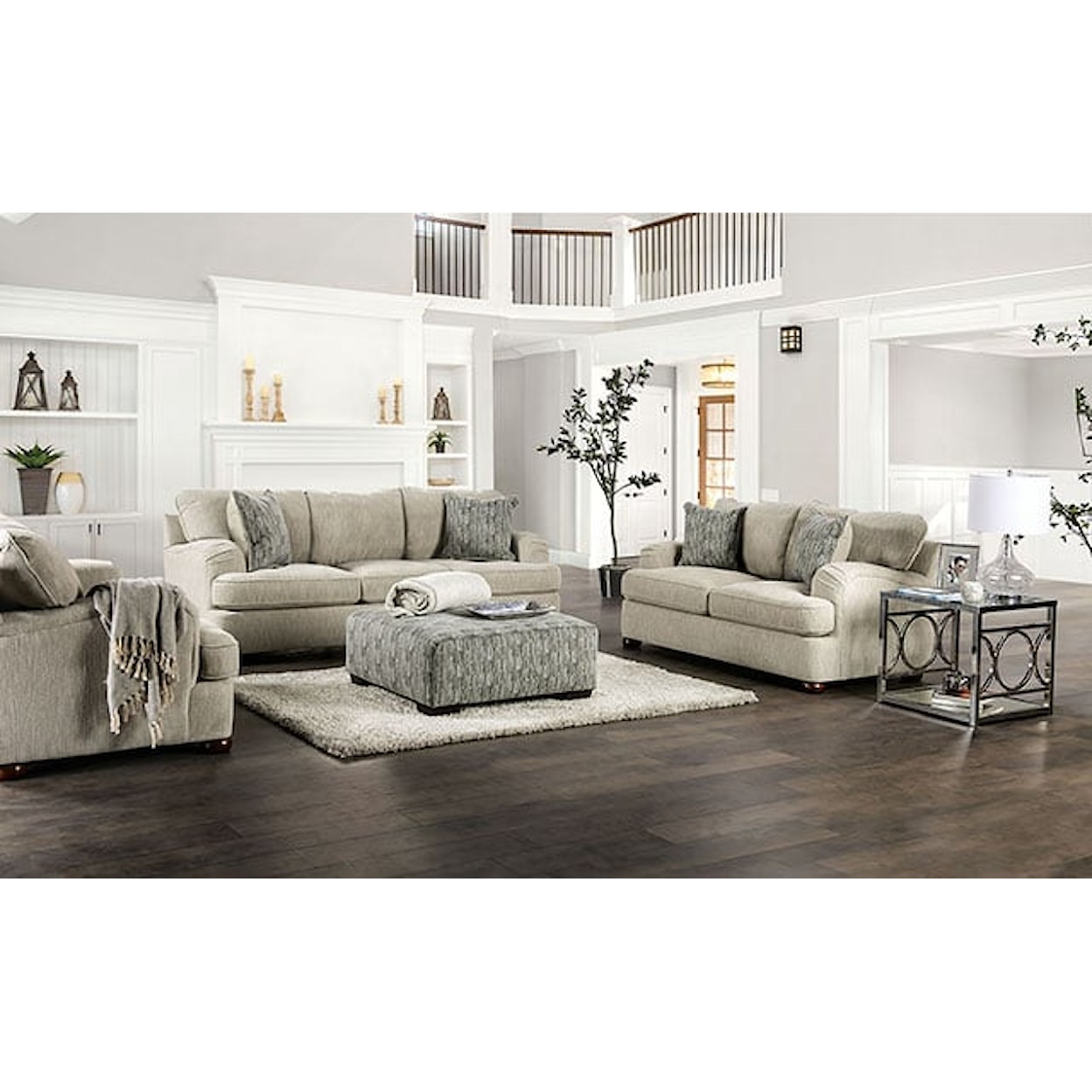 Furniture of America Salisbury Accent Ottoman with Block Legs