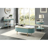 3-Piece Glam Occasional Table Set - Light Teal