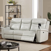 Florine Transitional Power Sofa with Nailhead Trim and USB Port