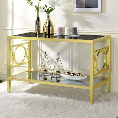 Contemporary Sofa Table with Gold Metal Finish