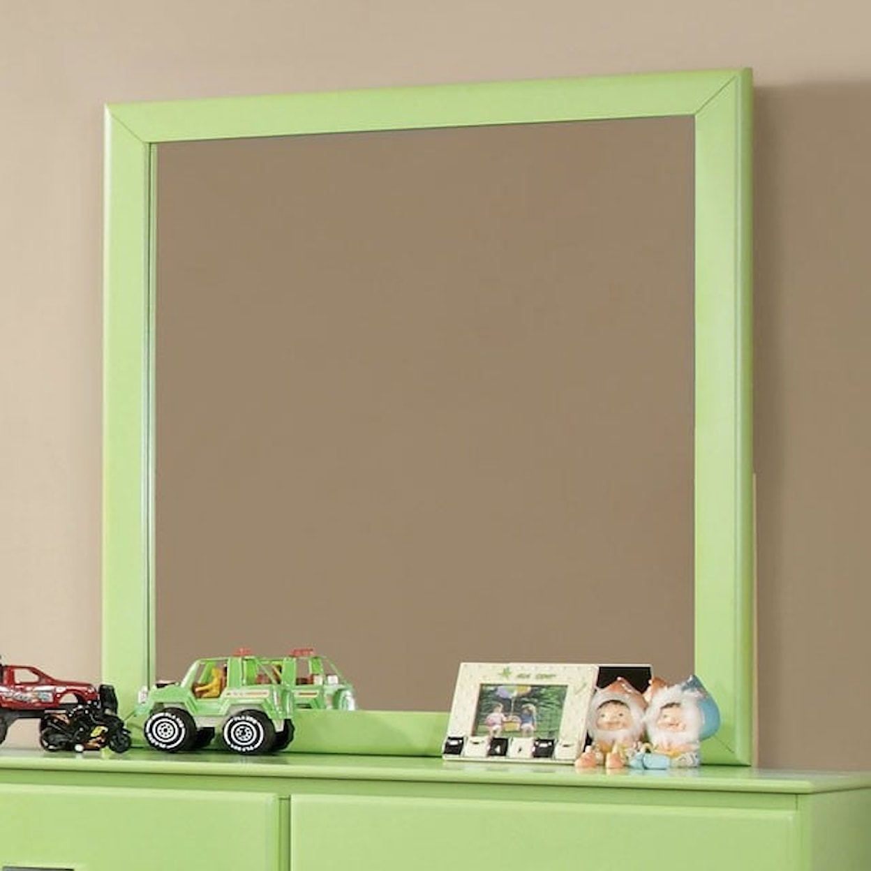 Furniture of America - FOA Prismo Dresser Mirror with Green Trim