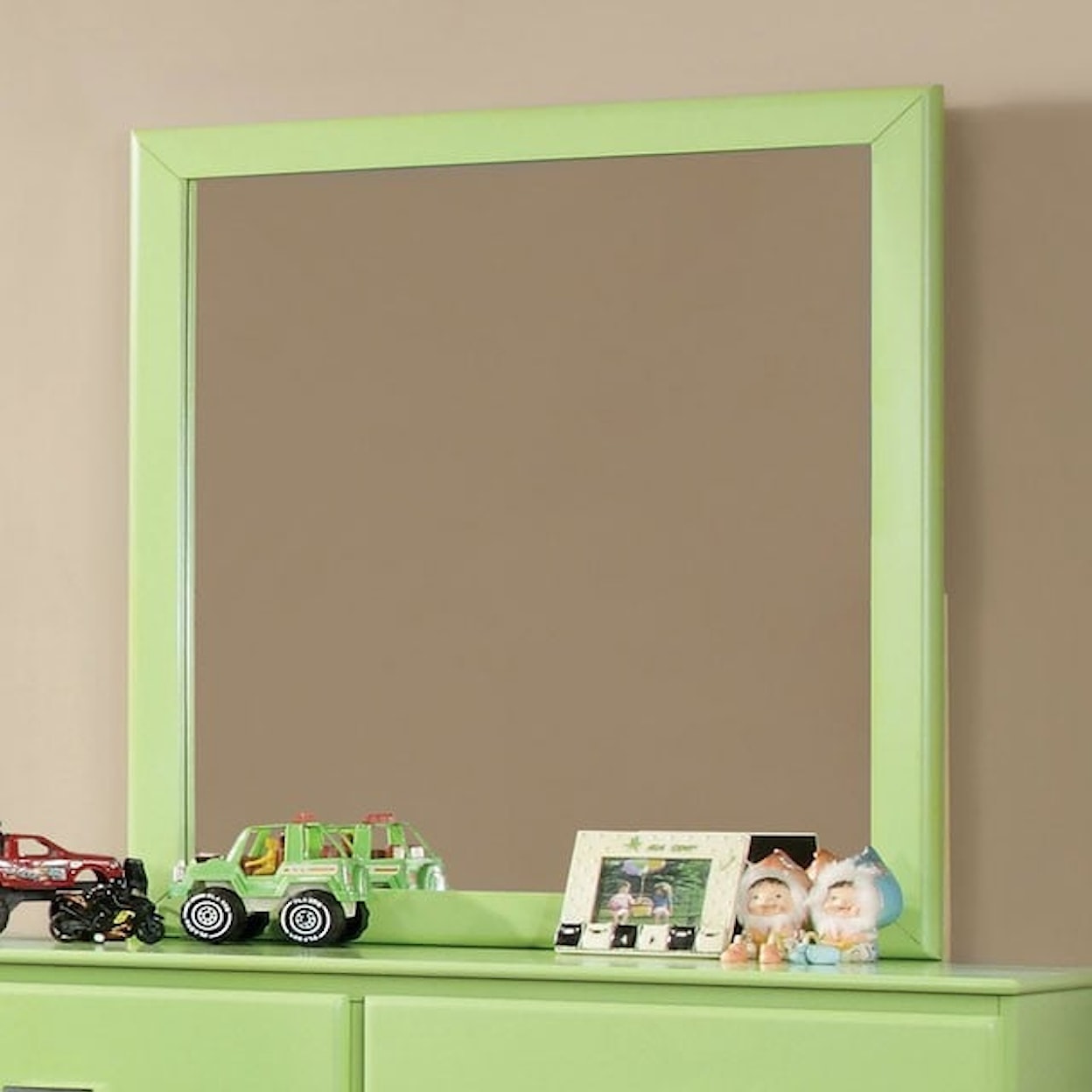 Furniture of America Prismo Dresser Mirror with Green Trim