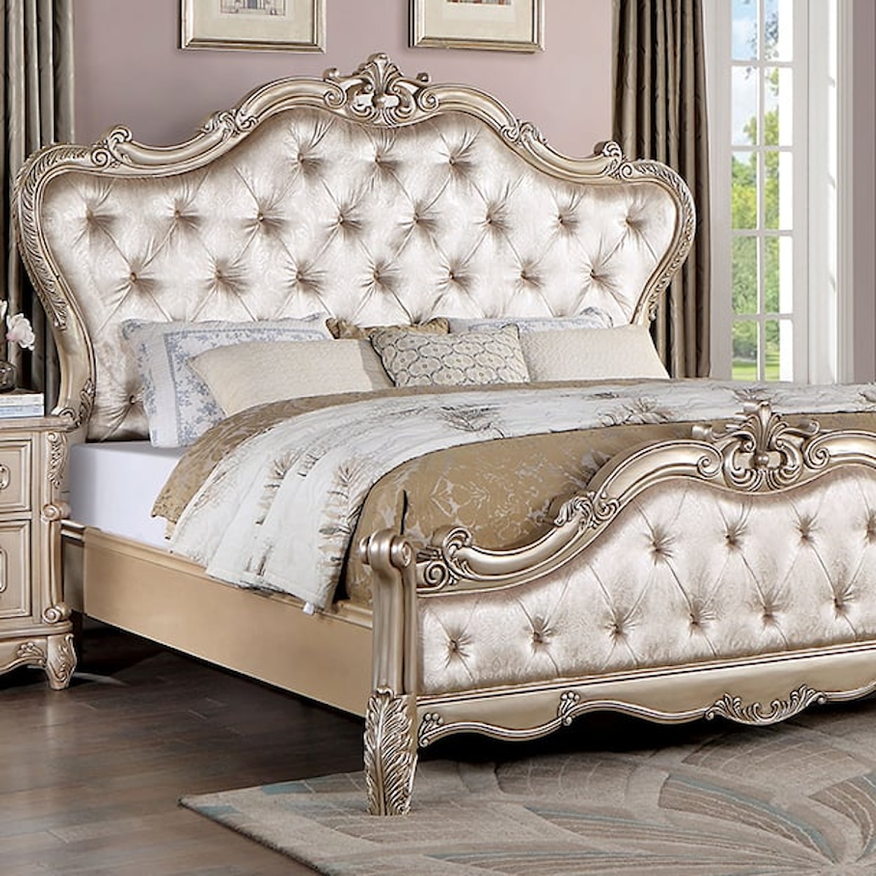 Furniture of America Rosalind Upholstered King Bed