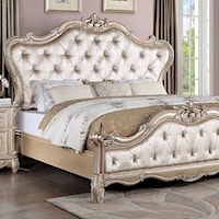 Transitional Upholstered King Bed