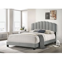 Contemporary Upholstered King Bed with Channel Tufted Headboard