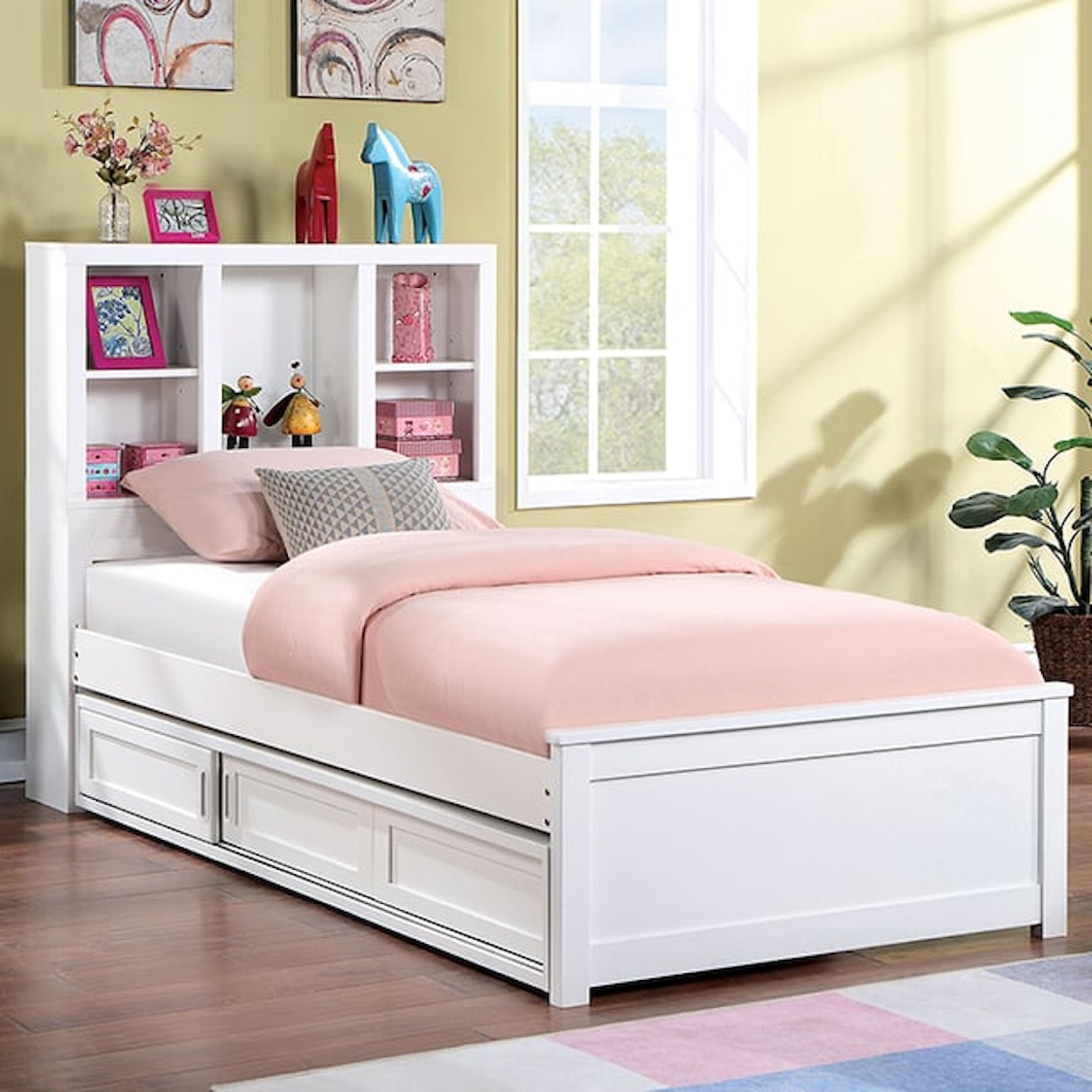 Furniture of America - FOA Marilla Youth Twin Bed with Bookcase Headboard
