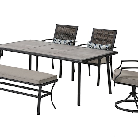 6-Piece Patio Dining Set with Bench