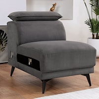 Contemporary Armless Accent Chair with Adjustable Headrest