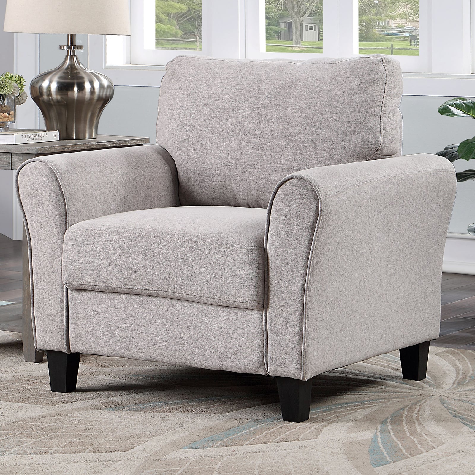 Furniture of America CM6741LGCH Transitional Stationary Chair with Welt Trim Value