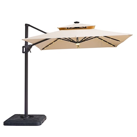 8' Cantilever Umbrella with LED and Base