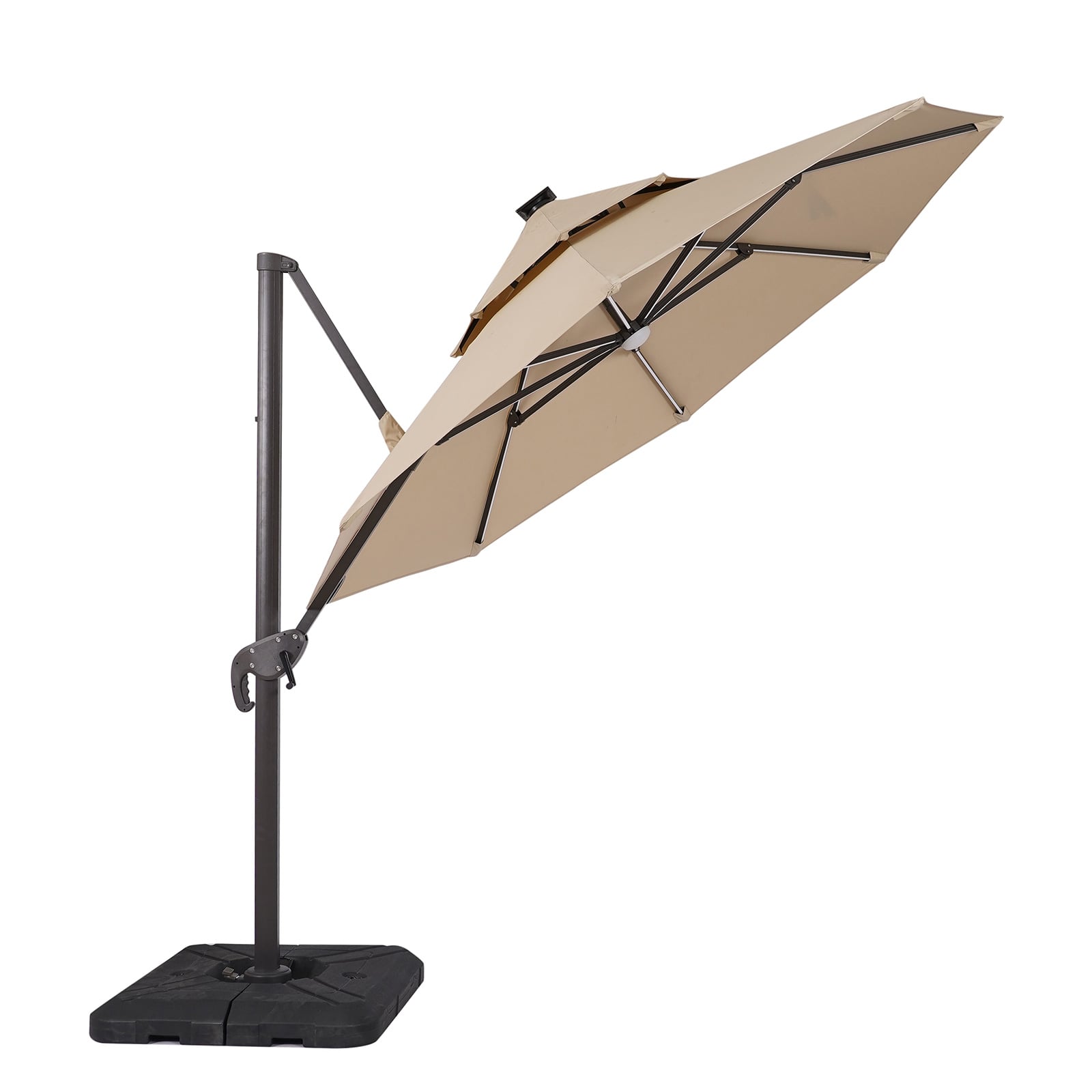 Furniture of America Fera 10' Cantilever Umbrella with LED and Base
