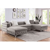 Transitional Gray Sectional Sofa with Double Chaise