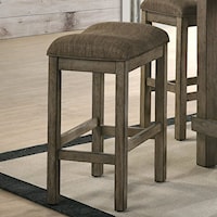 Rustic Farmhouse Upholstered Stool with Saddle Seat