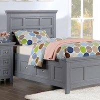 Transitional Youth/Twin Panel Bed with Storage