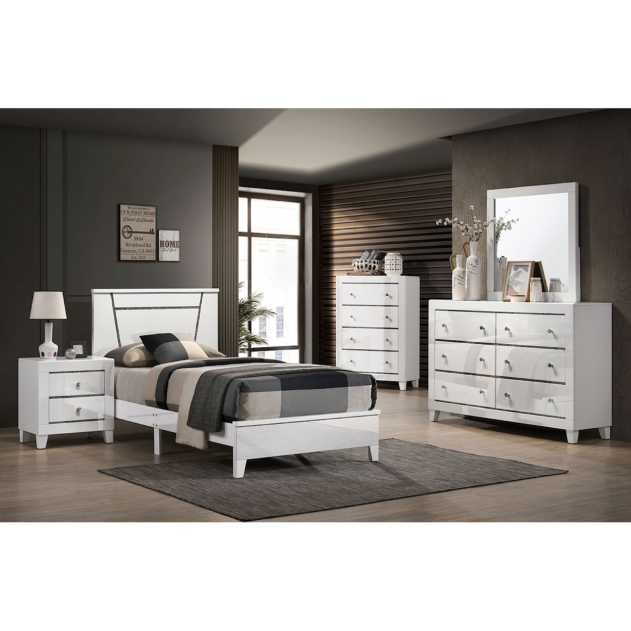 Furniture of America Magdeburg 4 Pc. Twin Bedroom Set
