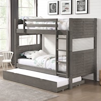 Transitional Twin Over Twin Bunk Bed with Trundle - Gray