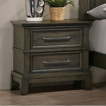 Traditional 2-Drawer Nightstand with Crown Molding