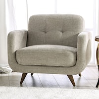 Mid-Century Modern Accent Chair with Biscuit-Tufting