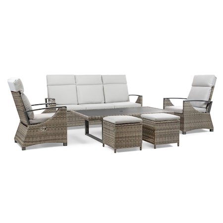 6-Piece Patio Set with 2 Ottomans