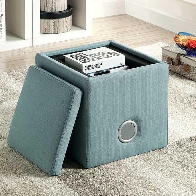 Furniture of America Rythmo Fabric Ottoman with Speaker System