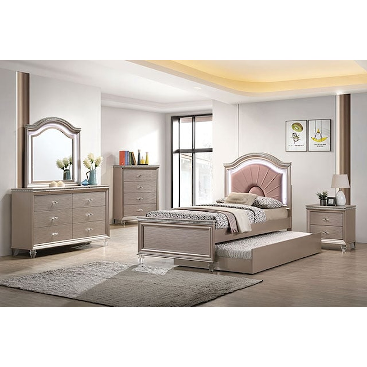 Furniture of America Allie Full Bed with Upholstered Headboard