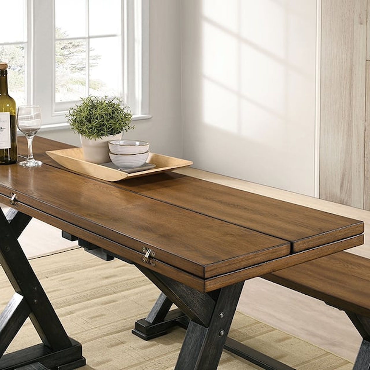 Furniture of America Yensley Dining Table with Trestle Base