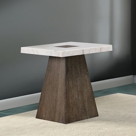 Square End Table with Marble Top