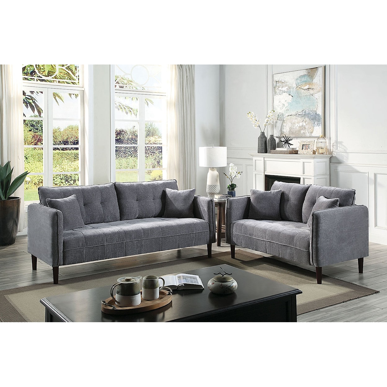 Furniture of America LYNDA Sofa and Loveseat