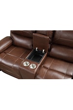 Furniture of America Tepic Transitional Manual Reclining Loveseat with Storage Console and USB Port