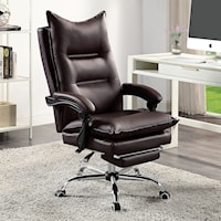 Contemporary Office Chair with Padded Armrests - Brown