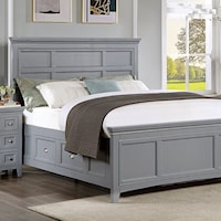 Transitional Castlile Queen Panel Bed with Storage