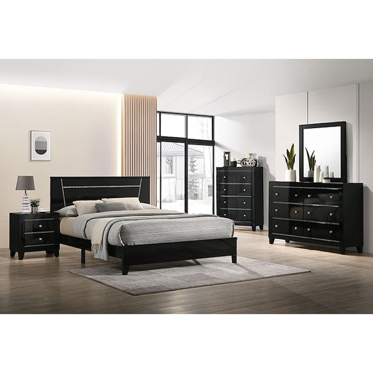 Furniture of America Magdeburg Black 6-Drawer Bedroom Dresser